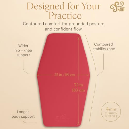 Shanti Diamond Series Yoga Mat - Diamond Shape to expand your Practise, UltraGrip surface, High dencity Cushioning for, Yoga, Pilates, Stretching & Home fitness. - color: Ruby Red