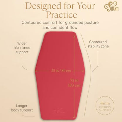 Shanti Diamond Series Yoga Mat - Diamond Shape to expand your Practise, UltraGrip surface, High dencity Cushioning for, Yoga, Pilates, Stretching & Home fitness. - color: Ruby Red