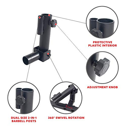 Sunny Health & Fitness Power Cage Squat Rack Upgrade Attachments, Dip Bar, Plate Bar Holder, Belt Squat, J Hook, Lat, Adapter, U Ring, Pull Up Bar, Landmine, Captain's Chair, Tricep Rope For Home Gym - style: Landmine