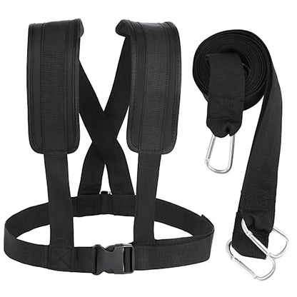 Sled Harness for Exercise, Physical Football Running Resistance Training Rope Kit Tire Pulling Harness Fitness Exercise Workout Assistance Equipment Trainer with Adjustable Padded Shoulder Strap