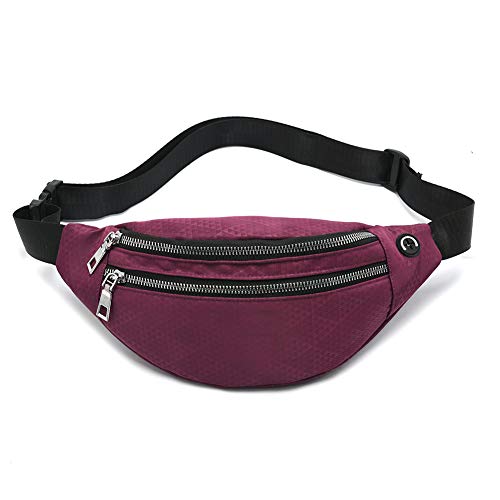 MOCE Waist Bag Fanny Pack for Men & Women Fashion Water Resistant Hip Bum Bag with Adjustable Belt for Travel Hiking Running Outdoor Sports.(Fuchsia02) - color: T-Fuchsia
