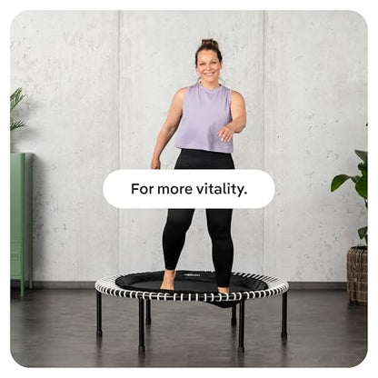 bellicon Mini Trampoline 39'' (Beige) | Bungee Suspension up to 260 lbs | Indoor Fitness Rebounder for Adults | Foldable Legs