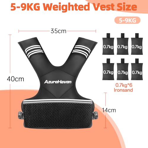 Adjustable Weighted Vest for Women and Men,4-10lb/11-20lb/20-32lb Rucking Vest with 6 Ironsand Weights for Running, Walking, Workout and Strength Training - size: 11-20lbs