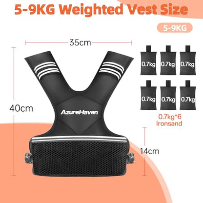 Adjustable Weighted Vest for Women and Men,4-10lb/11-20lb/20-32lb Rucking Vest with 6 Ironsand Weights for Running, Walking, Workout and Strength Training - size: 11-20lbs