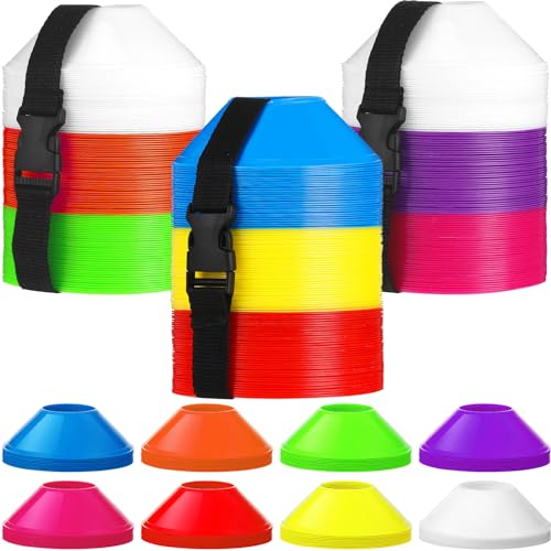 Liliful 300 Pcs Soccer Cones for Drills Mini Disc Cones with Carry Strap Soccer Training Equipment for Kids Adult Agility Drills Sports Football Basketball Coaching Practice