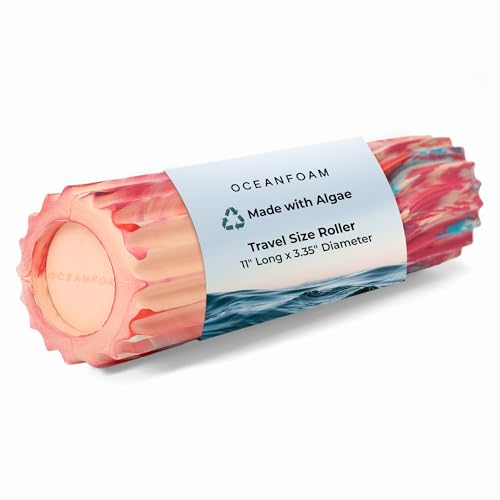 Ripple Travel Foam Roller (11" x 3.35") Firm Mini Foam Roller for Physical Therapy, Deep Tissue Massage, Back Pain - High Density, Ergonomic Wave Textured - Yoga, Exercise (Cotton Candy) - color: Cotton Candy