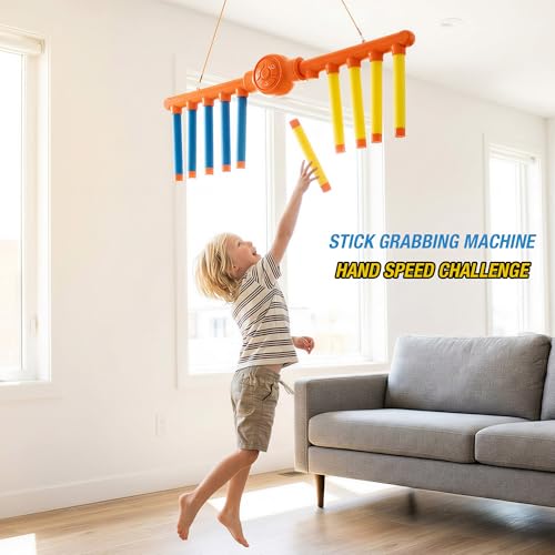 ATG Reflex Drop Sticks Challenge Game - Hand Eye Coordination& Reaction TimeTraining Toys - 3 Adjustable Speed Modes,Remote Control, Solo/Dual Play - Fun Catch Falling Sticks Game for Kids & Adults