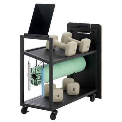 SEI Furniture - Sidekick Sport Equipment Rolling Rack - Transitional Design, Metal and Wood - Ideal for Bedroom, Living Room (HZ0123)