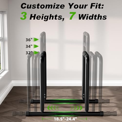 Dip Bar with Dual Inner Connectors, Adjustable Height & Width Parallel Bars, 1100LBS Heavy Duty Calisthenics Bars, Stable Design Calisthenics Equipment Dip Bars for Home Strength Training