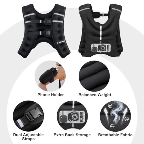 Weighted Vest Weight Vest for Men Women Kids Weights Included with Reflective Stripe, Body Weight Vests Adjustable for Running, Workout, Jogging, Walking