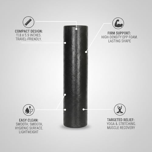 EPP Foam Roller, High-Density Firm Support for Yoga and Stretching, Compact 11.8 x 5.9 Inch Design (1 PC)