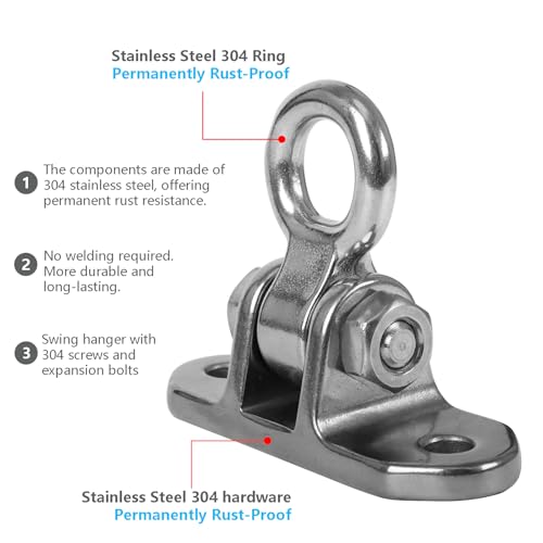 Heavy Duty Swing Hanger for 1000 LBS Capacity Hammock Hanger 180° Swing Stainless Steel Swing Hardware Accessories for Porch Playground Yoga Sand Bag - size: Pack 2
