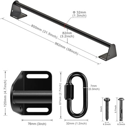 SELEWARE Wall Mounted Pull Up Bar, Chin Up Bar with Resistance Band Hooks