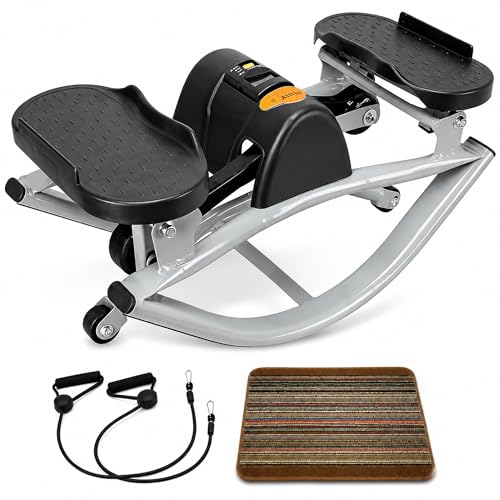 Lhanel Rock Stepper for Home Workout, Low-Impact Side Stepper with Resistance Bands, Side-to-Side Mini Stepper for Cardio, Weight Loss & Full Body Exercise - color: Dark-gray