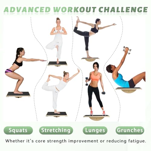 Professional Wooden Balance Board for Adults-Anti-Slip 350LBS Wobble Board for Physical Therapy, Standing Desk, Core Strength-Rocker Board,Balancing Board