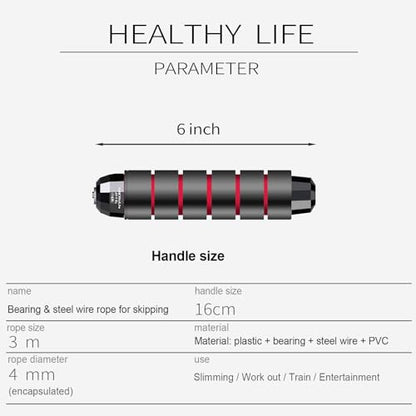 Skipping Rope with Ball Bearings Rapid Speed Adjustable Jump Rope Cable and 6” Memory Foam Handles Ideal for Aerobic Exercise Like Speed Training, Extreme Jumping, Endurance Training and Gym