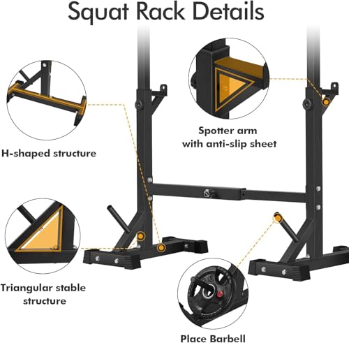 BangTong&Li Squat Rack Stand,Barbell Rack,Bench Press Rack Stand Home Gym Adjustable Weight Rack 550Lbs - color: Black