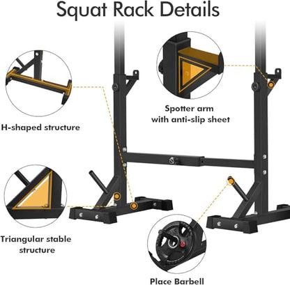 BangTong&Li Squat Rack Stand,Barbell Rack,Bench Press Rack Stand Home Gym Adjustable Weight Rack 550Lbs - color: Black
