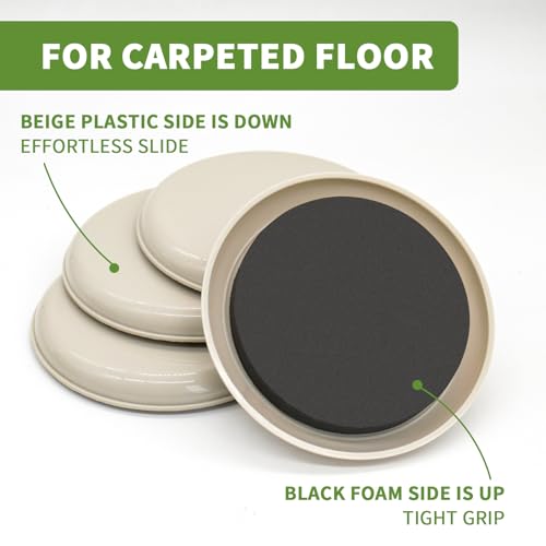 Furniture Sliders for Carpet 8 PCS - 4 3/4" Beige - size: 8 PCS 4 3/4 inch Beige