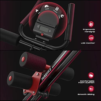 FLYBIRD AW1 Ab Workout Machine, Ab Crunch Machine Ab Workout Equipment Foldable for Home Gym, Bottom-Up Abdominal Trainer for Core Waist Workout and Body Shaping with Adjustable Heights and Angles, Red
