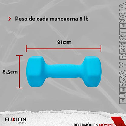 FUXION Neoprene Dumbbell Hand Weights, Sets of 2 Hexagon Non-Slip Weights for Home Gym Yoga Pilates Workout - size: 8lb Pair