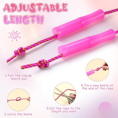 Aoriher Kid Jump Ropes Bulk Toddler End of School Year Graduation Gift 7.87 ft Cotton Colored Jump Rope Adjustable Length Stripe Skipping Plastic Handle Exercise Fitness Equipment