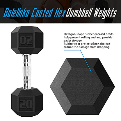 Balelinko Rubber Grip Encased Dumbbell Cast Iron Weight with Anti-Slip Handle Dumbbell -Strength Training Equipment - Home Gym Accessories - Full Body Workout - Muscle Building - color: a. 20 LB Pair (2 x 20 lb)