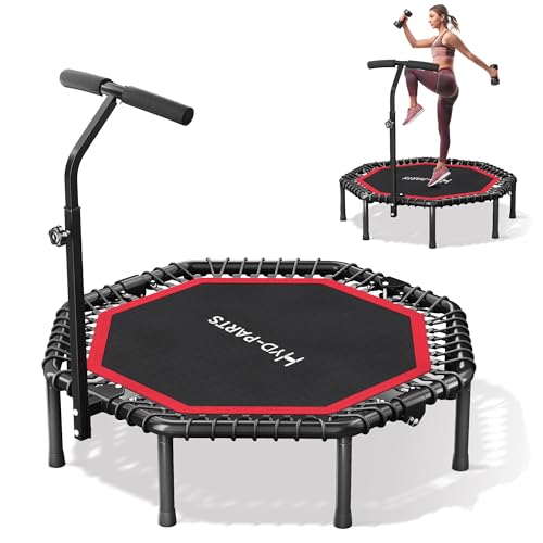 HYD-Parts 40"/48“ Rebounder Trampoline for Adults with Bungee Cords, Portable Fitness Exercise Mini Trampoline, Small Rebounder Indoor/Outdoor, Quiet Workout Equipment, 450lbs/550lbs - color: Red-51in
