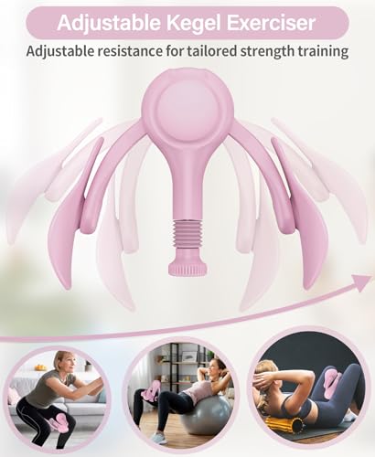 Pelvic Floor Exercise Devices Kegel Exerciser Muscle Trainer 15-70lbs Adjustable for Women/Men, Inner Thigh Exerciser Hip Abductor Machine with Resistance Band, Leg Workout