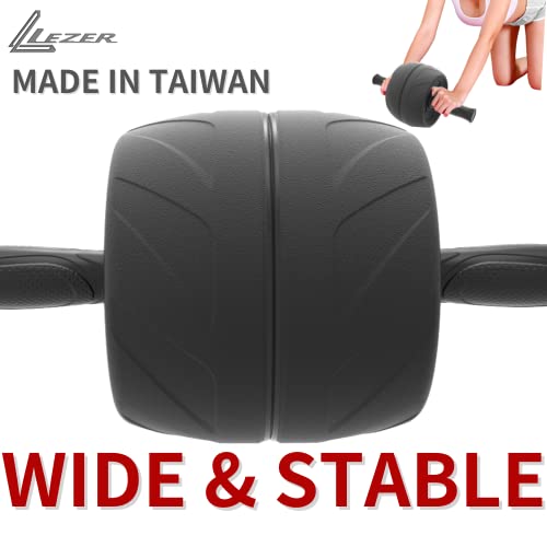 Ab Roller Wheel, Abdominal Workout, Extra Wide 5.5", Exercise Wheel, Home Gym Fitness Equipment, Core Strength, Muscle, Thick Knee Pad, Made In Taiwan Black