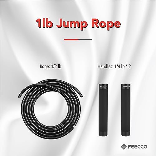 FEECCO Weighted Jump Rope for Men, PVC Rope with Metal Handles and Ball Bearings - color: 1LB