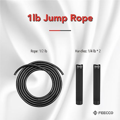 FEECCO Weighted Jump Rope for Men, PVC Rope with Metal Handles and Ball Bearings - color: 1LB