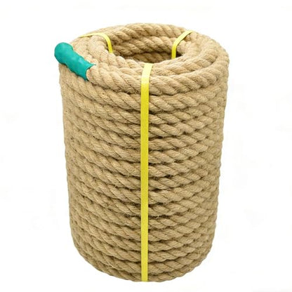 Jute Rope Natural Jute Manila Rope Nautical Hemp Ropes Twisted Natural Thick Heavy Duty Ropes for Crafts, Bundling,Anchor, Hammock, Nautical, Tug of War, Railings,Decorate (1-1/2 in X 100 Ft)