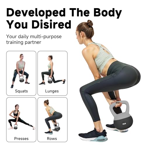 Leikefitness Soft Kettlebells,Sand Filled Weights for Women and Men,Color Coded Anti Slip Soft Kettlebells,Home workout