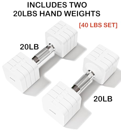 Adjustable Dumbbell Set for Women Men 7.5LB/10LB/15LB/20LB/25LB Each - color: White, style: 20LB Each [40 LBS Total]