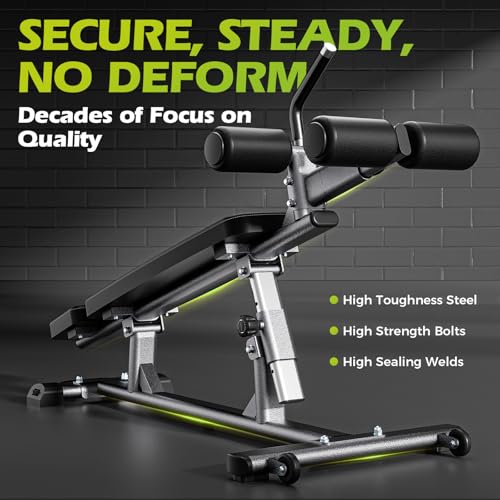 Semi-Commercial Sit-Up Bench with Reverse Crunch Handle for Ab & Core Workout and Decline Bench Press, Adjustable Weight Bench Press Set with 4 Adjustable Heights for Home Gym Strength Training