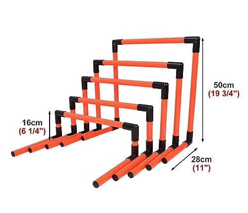 Height Adjustable Hurdles, Portable Training Hurdles, Set of 5 Different Height, Detachable Speed and Agility Hurdles Soccer Practice Equipment, Track and Field Worko, Red - color: Red