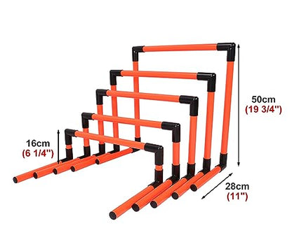 Height Adjustable Hurdles, Portable Training Hurdles, Set of 5 Different Height, Detachable Speed and Agility Hurdles Soccer Practice Equipment, Track and Field Worko, Red - color: Red