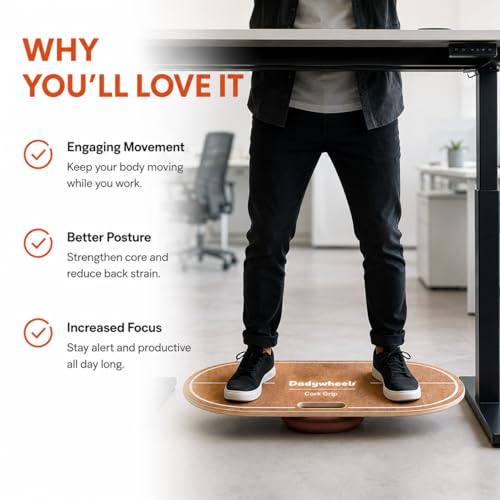 Standing Desk Balance Board - Lightweight & Portable 28"x13" Wobble Board for Active Standing, Improving Balance & Core Strength at Office or Home