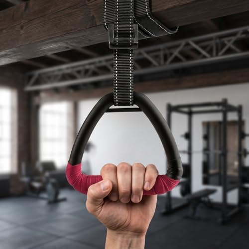 Gymnastic Rings, Gymnastic Rings Equipment, Pull-up Gymnastic Rings, Home Gymnastic Rings no-Punch bar Lanyard for Training Workouts - color: Red