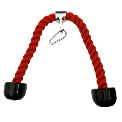 Heavy Tricep Rope Cable Machine Accessories Nylon Tricep Rope for LAT Pull Down Pulley System Attachment, for Home Gym Weight Fitness with Carabiner - color: Red