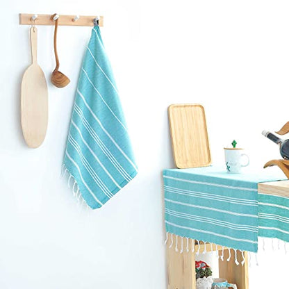 Cacala 100% Turkish Cotton Kitchen Tea Towels, Highly Absorbent Luxury Soft Quick Drying Dish Towel with Hanging Loop for Gym, Yoga, Bath, Sports, Cleaning and Kitchen (23 x 36), Aqua - color: Aqua