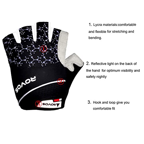 Men & Women Cycling Gloves - 5mm Padded Half Finger Breathable Mountain & Road Biking Gloves - color: Black-b, size: Small