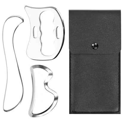 3-in-1 Stainless Steel Gua Sha & IASTM Muscle Scraping Massage Tools Set for Soft Tissue Therapy – Ideal for Physical Therapy & Body Recovery