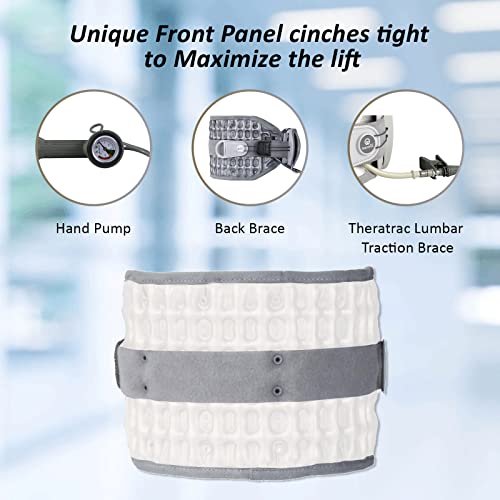 Spinal Decompression Belt for Lumbar Traction by Theratrac – Back Stretcher Device for Lower Back Pain Relief with Pump for Adjustable Support (Large/XL)
