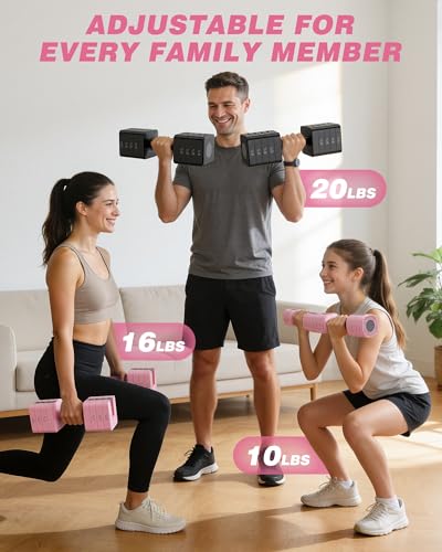 Rendpas Adjustable Dumbbell Set of 2, 1-Sec Quick-Adjust Dual-Lock Design Dumbbell Set for Women & Men, Compact No-Roll Hand Weights for Home Gym Strength Training & Pilates