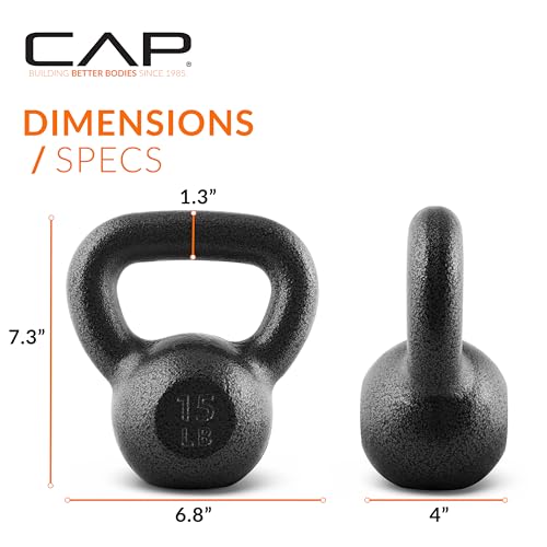 CAP Barbell Cast Iron Kettlebell - Singles and Sets, Multiple Weight Choices - size: 15.0 Pounds