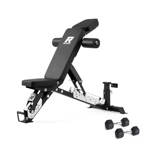 RitFit 3-Section Adjustable Weight Bench, 1600LBS Capacity Workout Bench for Home Gym, 21 Levels Incline Decline Bench Press with Thickened Padding, Foldable Exercise Equipment for Strength Training