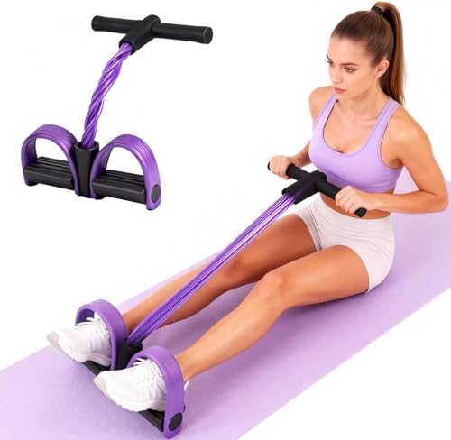 Multifunction Tension Rope, 6-Tube Elastic Yoga Pedal Puller Resistance Band, Natural Latex Tension Rope Fitness Equipment, for Abdomen/Waist/Arm/Leg Stretching Slimming Training Purple