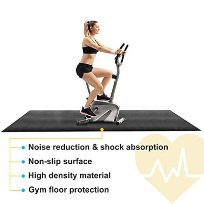 ZENY Large Exercise Equipment Mat 96"x38" - Heavy Duty Floor Protection for Treadmill, Bike & Elliptical, 6mm Thick Non-Slip Shock Absorbing Gym Mat